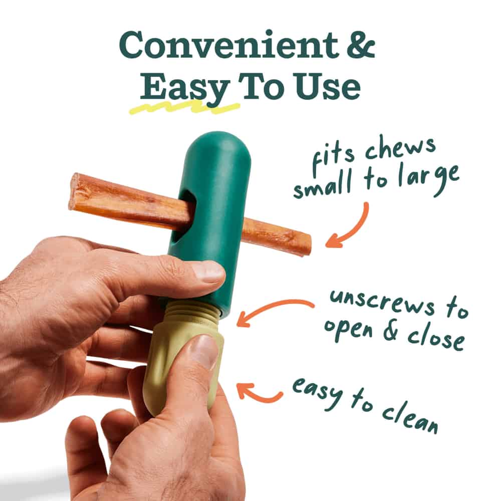 Woof BullySafe Durable Dog Chew Holder: Secure Bully Stick & Collagen Treat for Safer Playtime
