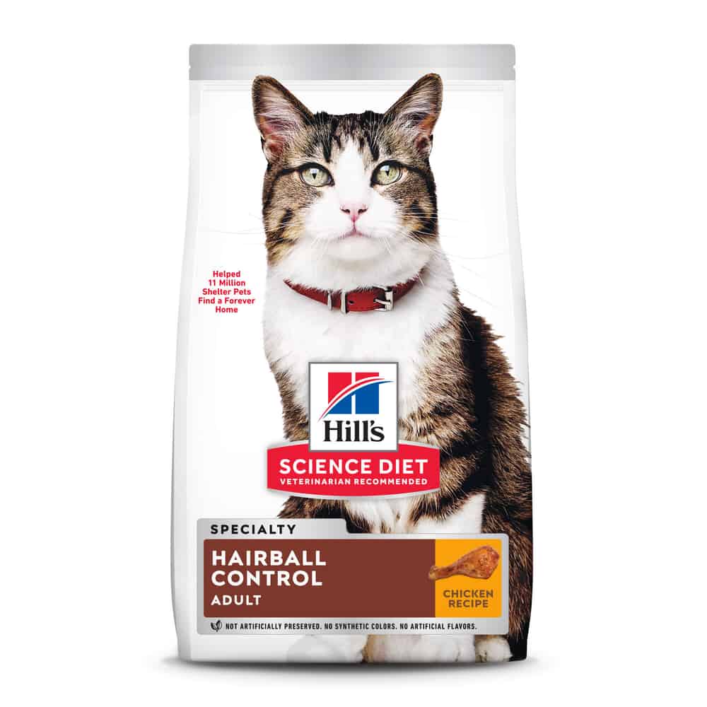 Premium Hill's Science Diet Adult Hairball Control Dry Cat Food, Real Chicken