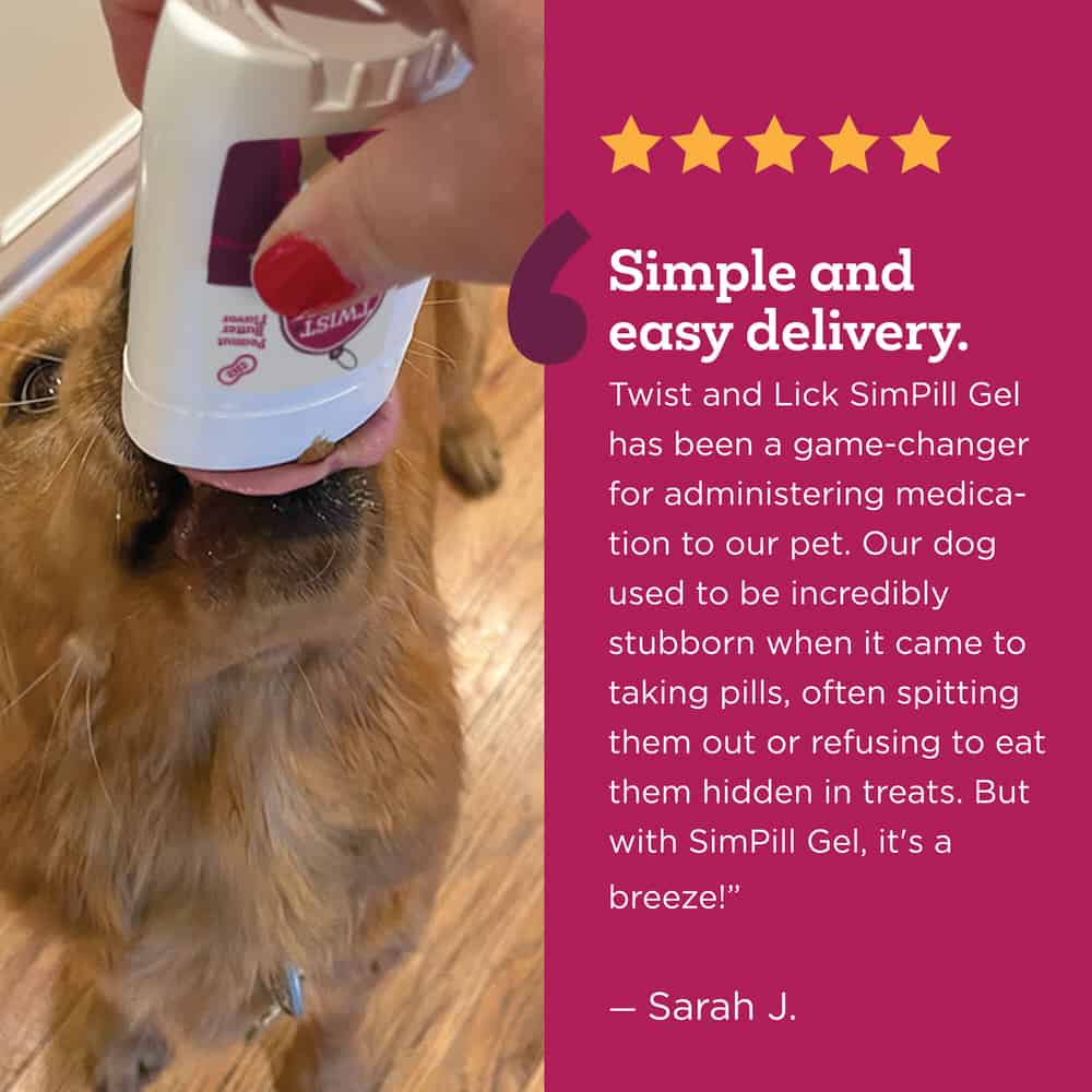 Vetality Twist + Lick SimPill Peanut Butter Dog Pill Gel, 2.3 oz, Mess-Free Medication Treatment