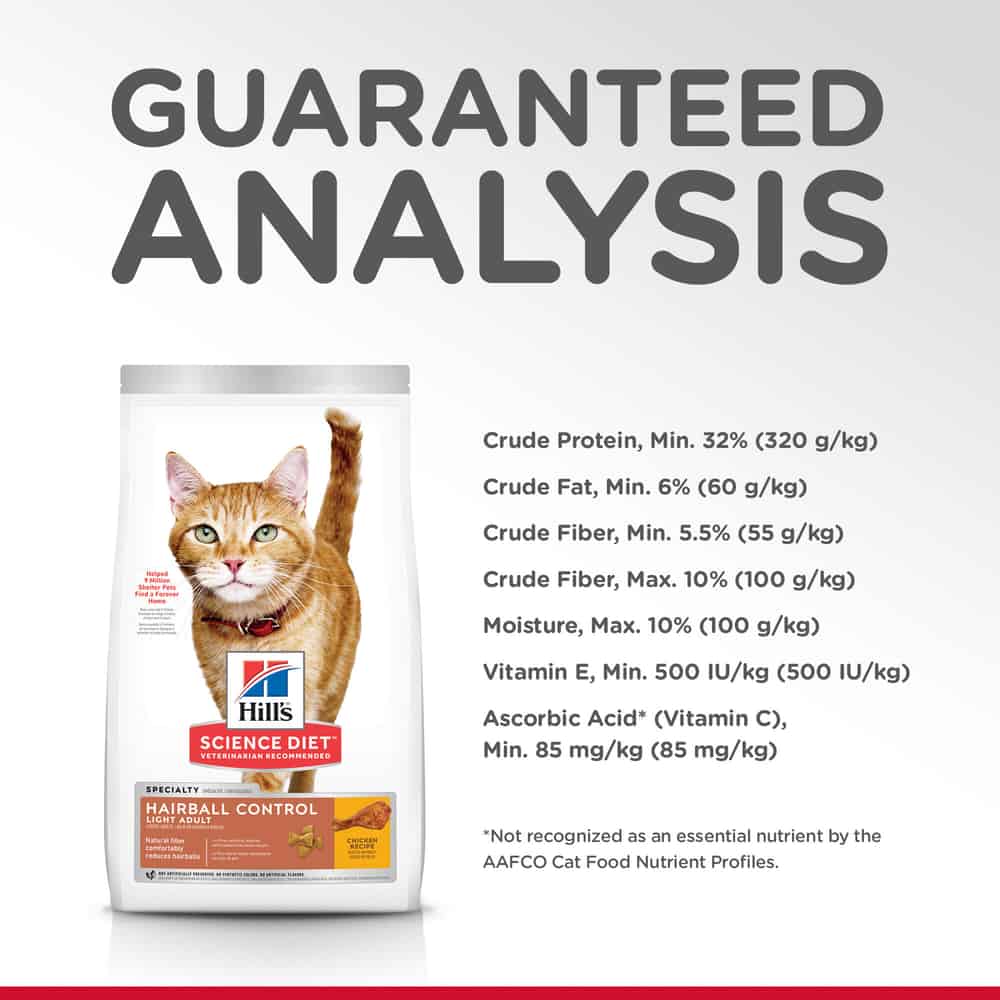 Hill's Science Diet Adult Light Hairball Control Dry Cat Food Chicken