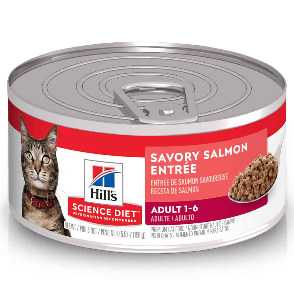 Hill's Science Diet Adult Savory Salmon Wet Cat Food, 24-Count 5.5oz Cans