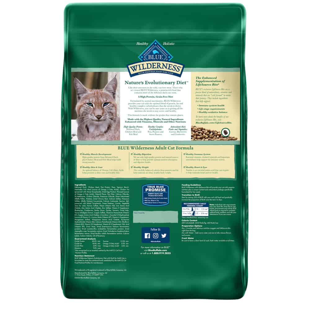 Blue Buffalo Wilderness Adult Grain-Free Dry Cat Food, Real Duck, 11 lb