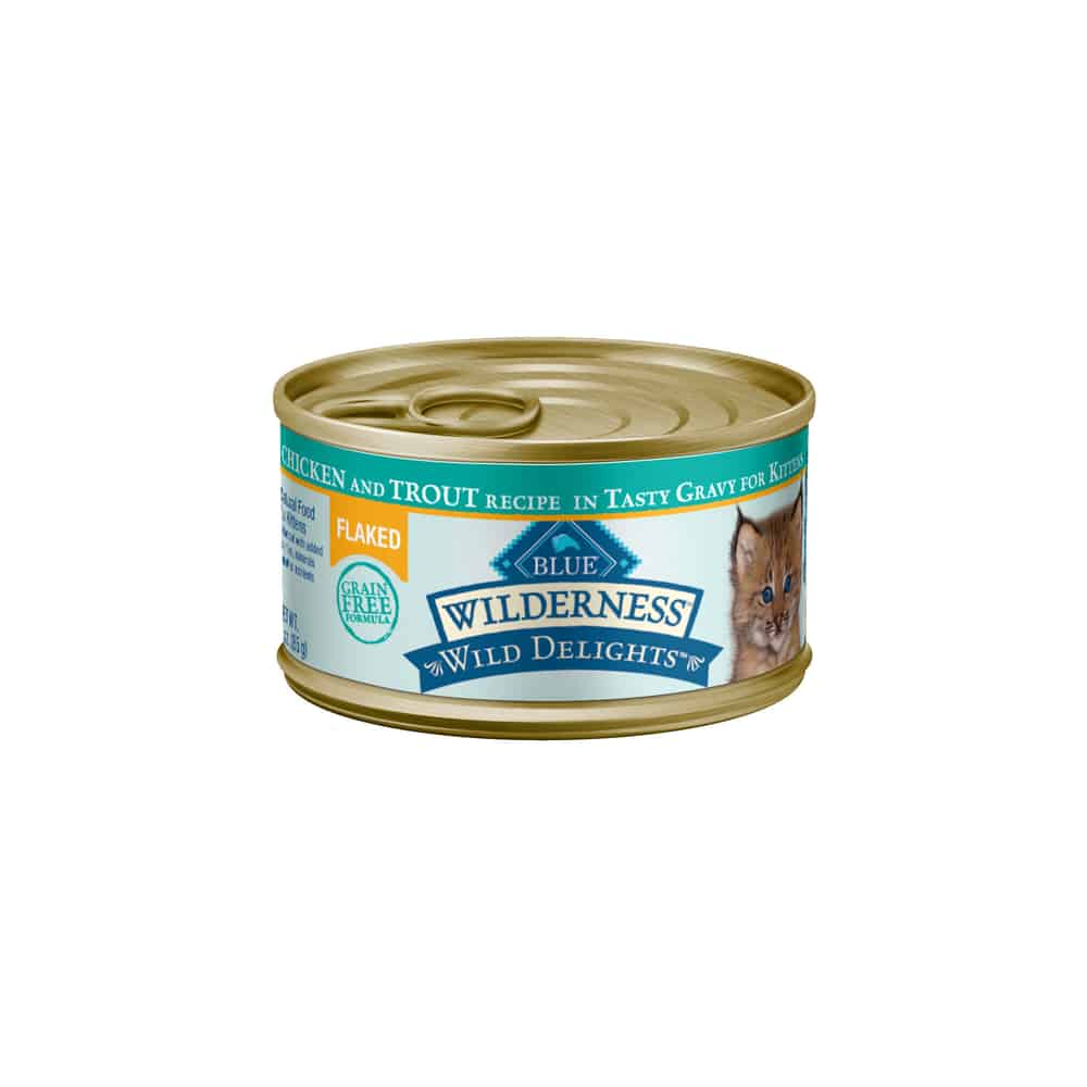 Blue Buffalo Wilderness Flaked Kitten Wet Food: Real Chicken & Trout, Case of 24