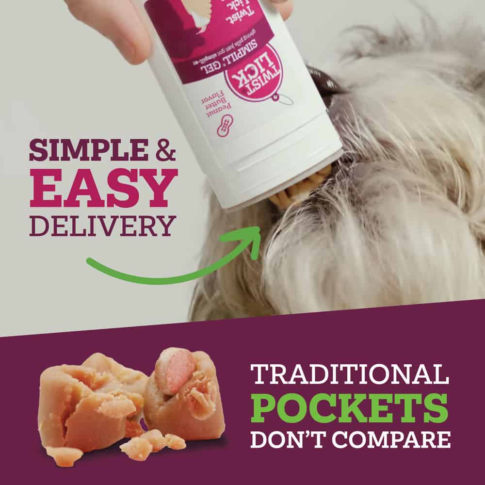 Vetality Twist + Lick SimPill Peanut Butter Dog Pill Gel, 2.3 oz, Mess-Free Medication Treatment