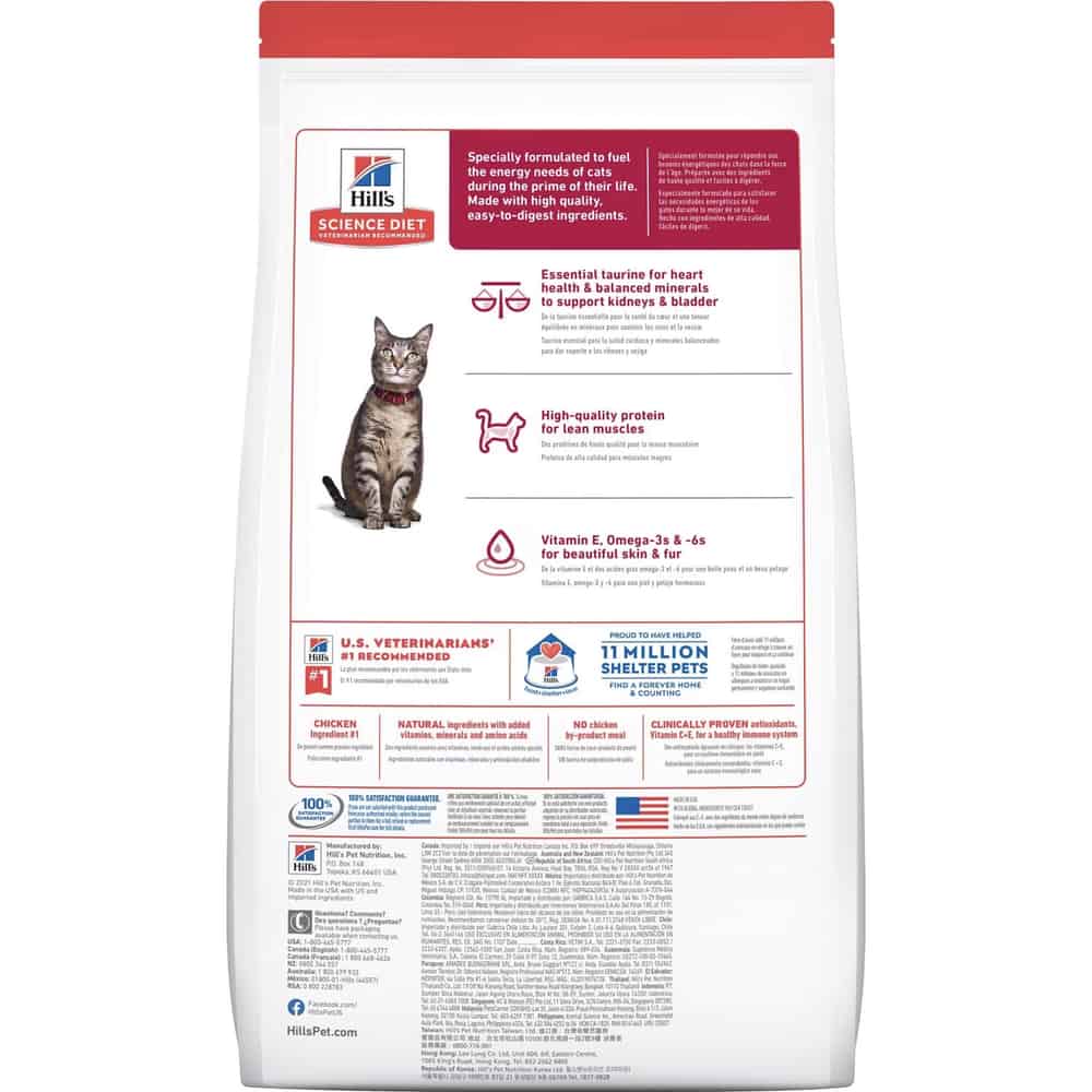 Hill's Science Diet Adult Chicken Dry Cat Food: Digestive Health, Shiny Coat, Strong Muscles