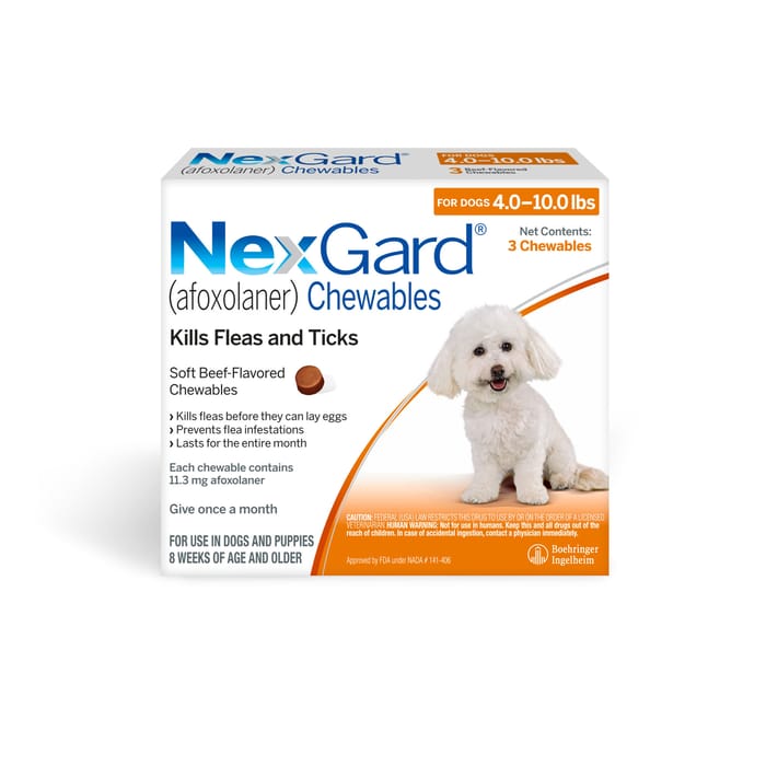 NexGard Vet-Recommended Flea & Tick Prevention Chewables for Dogs 4-10 lbs