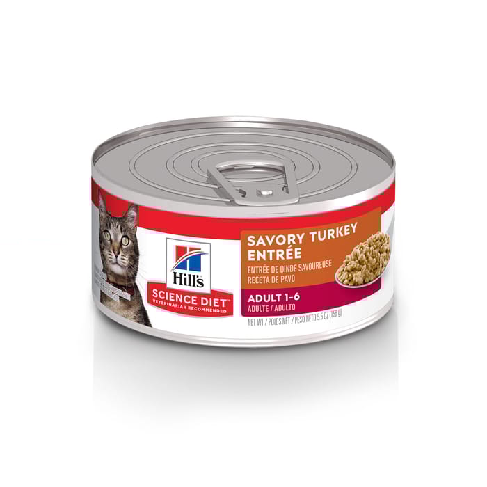Hill's Science Diet Adult Savory Turkey Wet Cat Food, 5.5oz Cans, 24-Count