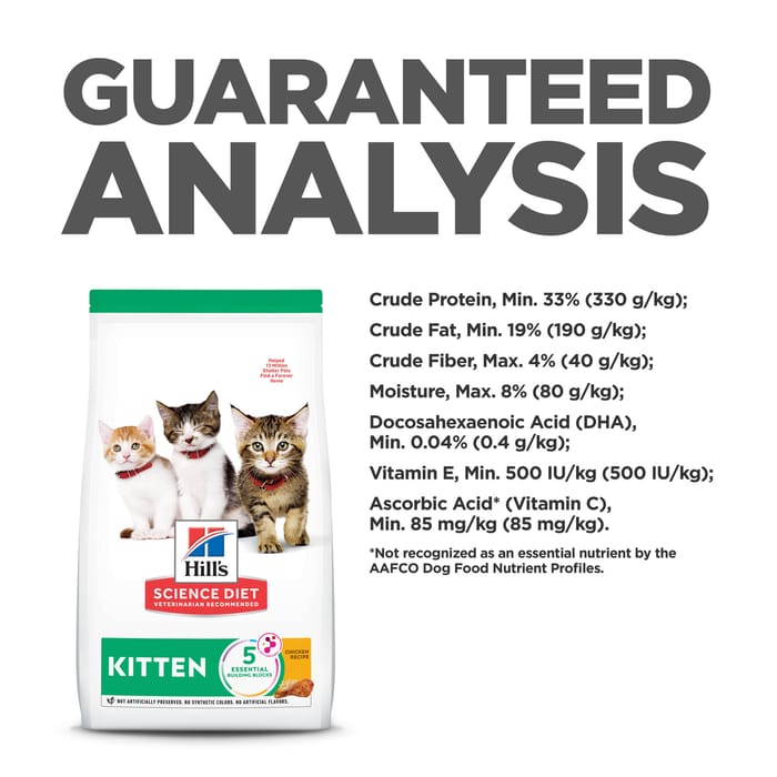 Hill's Science Diet Kitten Dry Cat Food: Chicken for Healthy Growth & Brain