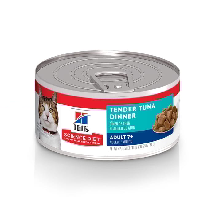 Hill's Science Diet Adult 7+ Tender Tuna Wet Cat Food, 5.5 oz Cans, 24-Pack
